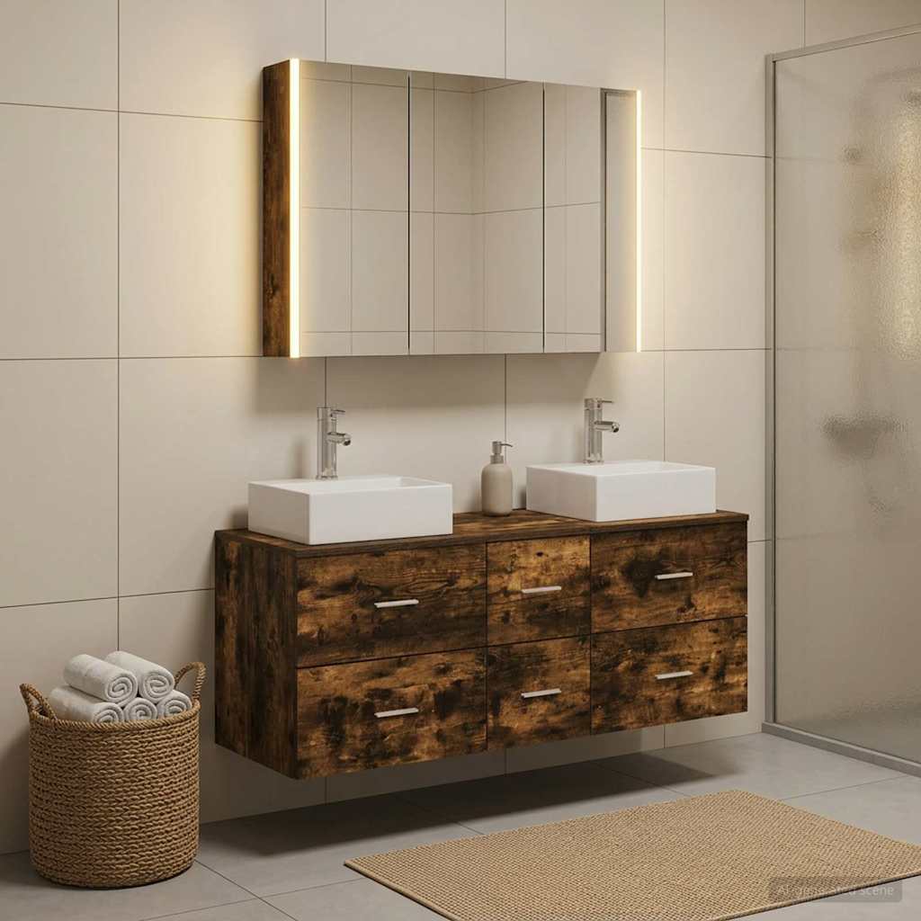Bathroom Furniture Set 4 pcs Smoked Oak