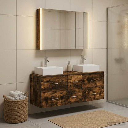 Bathroom Furniture Set 4 pcs Smoked Oak