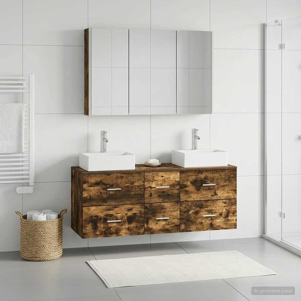 Bathroom Furniture Set 4 pcs Smoked Oak