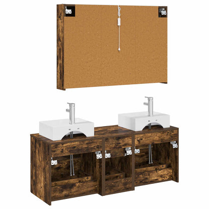 Bathroom Furniture Set 4 pcs Smoked Oak