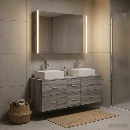 Bathroom Furniture Set 4 pcs Grey Sonoma