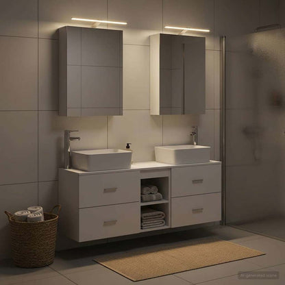 Bathroom Furniture Set 5 pcs White Engineered Wood and Glass