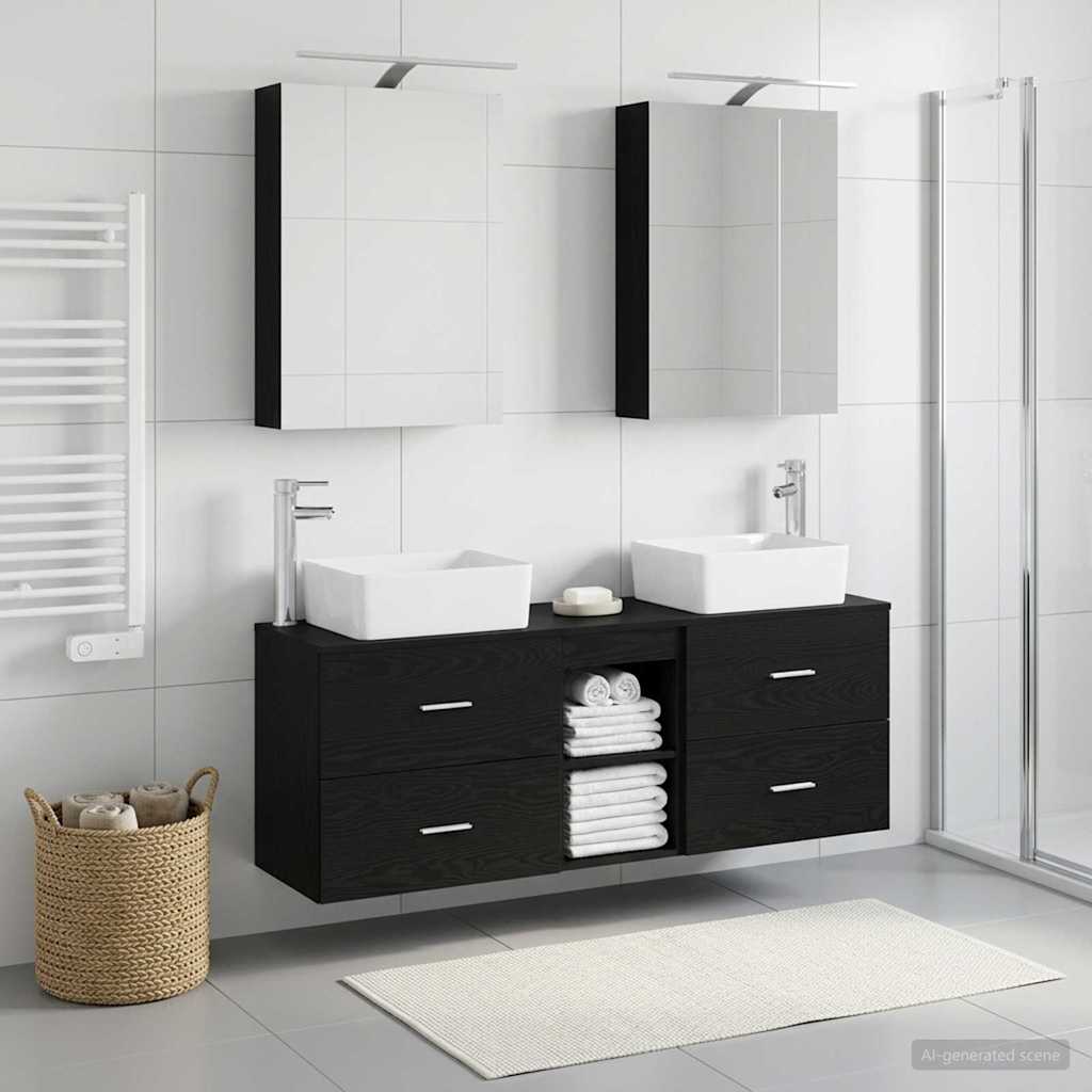 Bathroom Furniture Set 5 pcs Black Oak