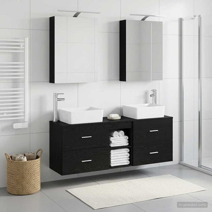 Bathroom Furniture Set 5 pcs Black Oak