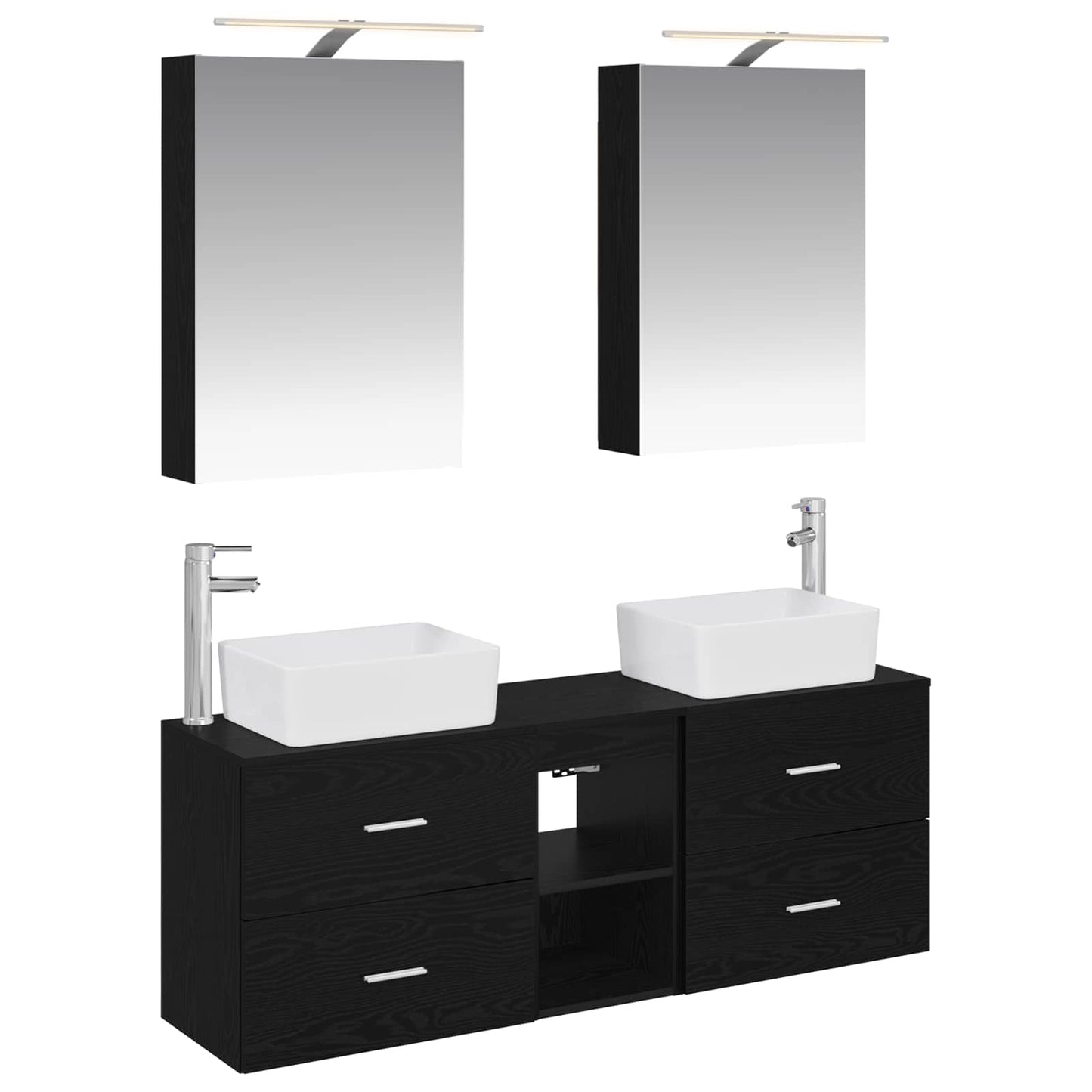 Bathroom Furniture Set 5 pcs Black Oak