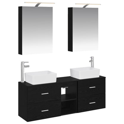 Bathroom Furniture Set 5 pcs Black Oak