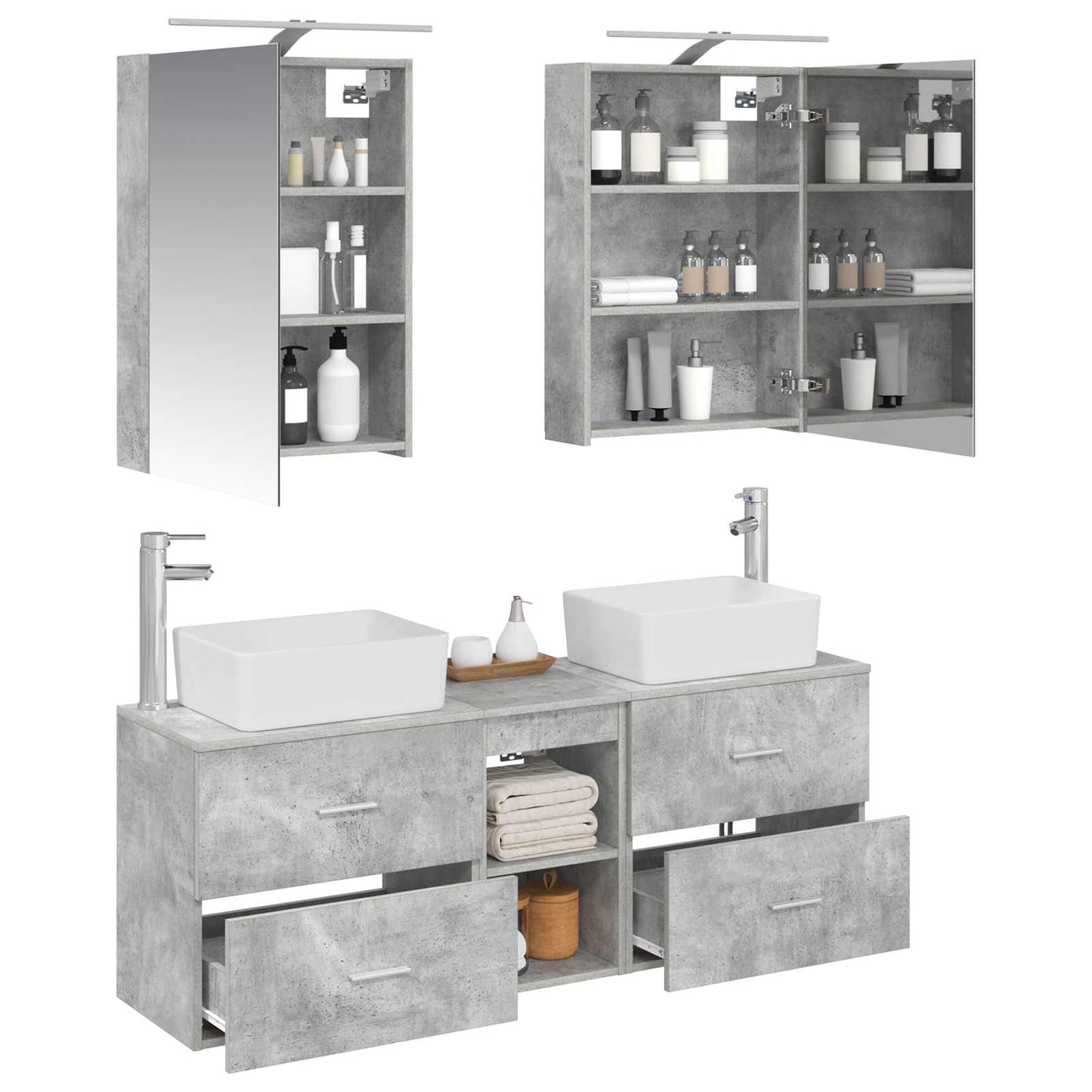 Bathroom Furniture Set 5 pcs Concrete Grey