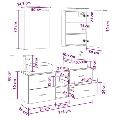 Bathroom Furniture Set 5 pcs Smoked Oak