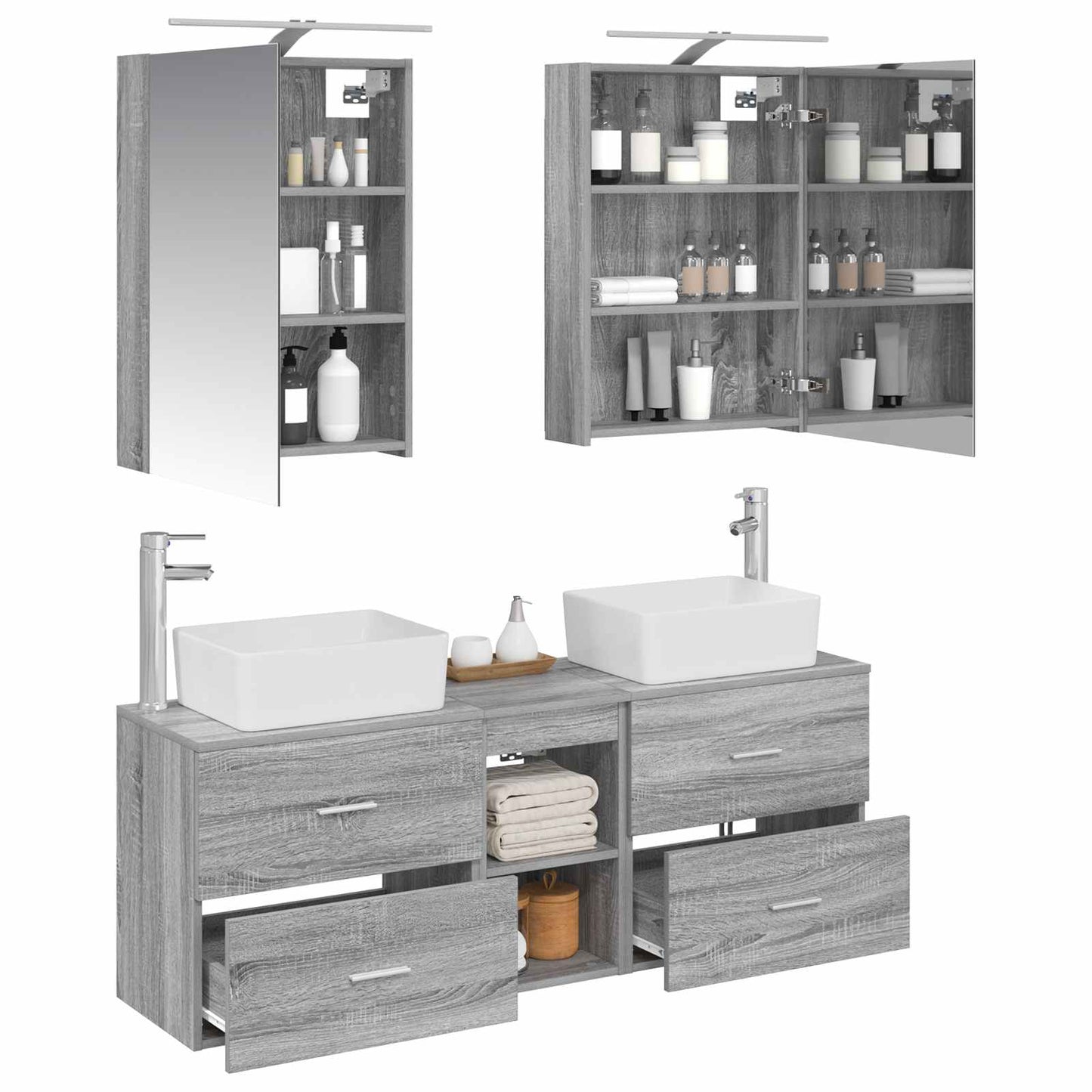 Bathroom Furniture Set 5 pcs Grey Sonoma