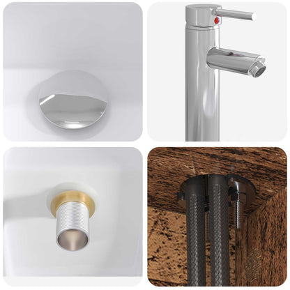 Bathroom Furniture Set 5 pcs Old Wood Engineered Wood and Glass