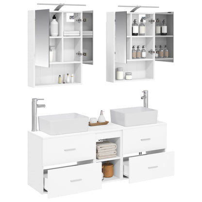 Bathroom Furniture Set 5 pcs White Engineered Wood and Glass