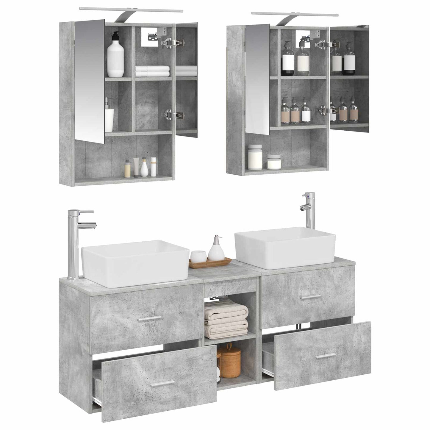 Bathroom Furniture Set 5 pcs Concrete Grey