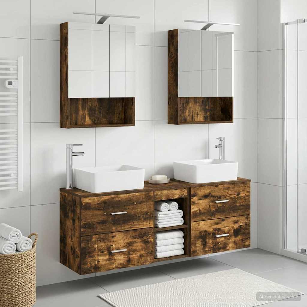 Bathroom Furniture Set 5 pcs Smoked Oak