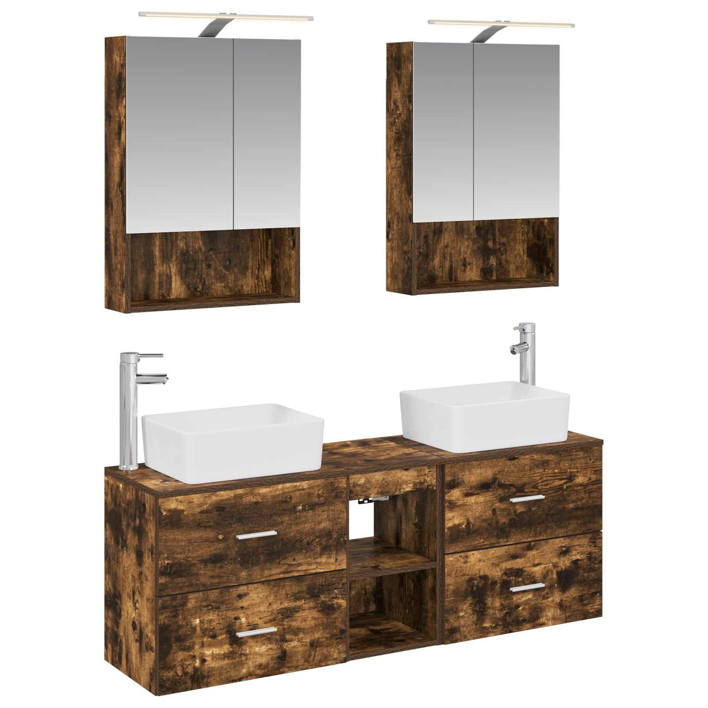 Bathroom Furniture Set 5 pcs Smoked Oak