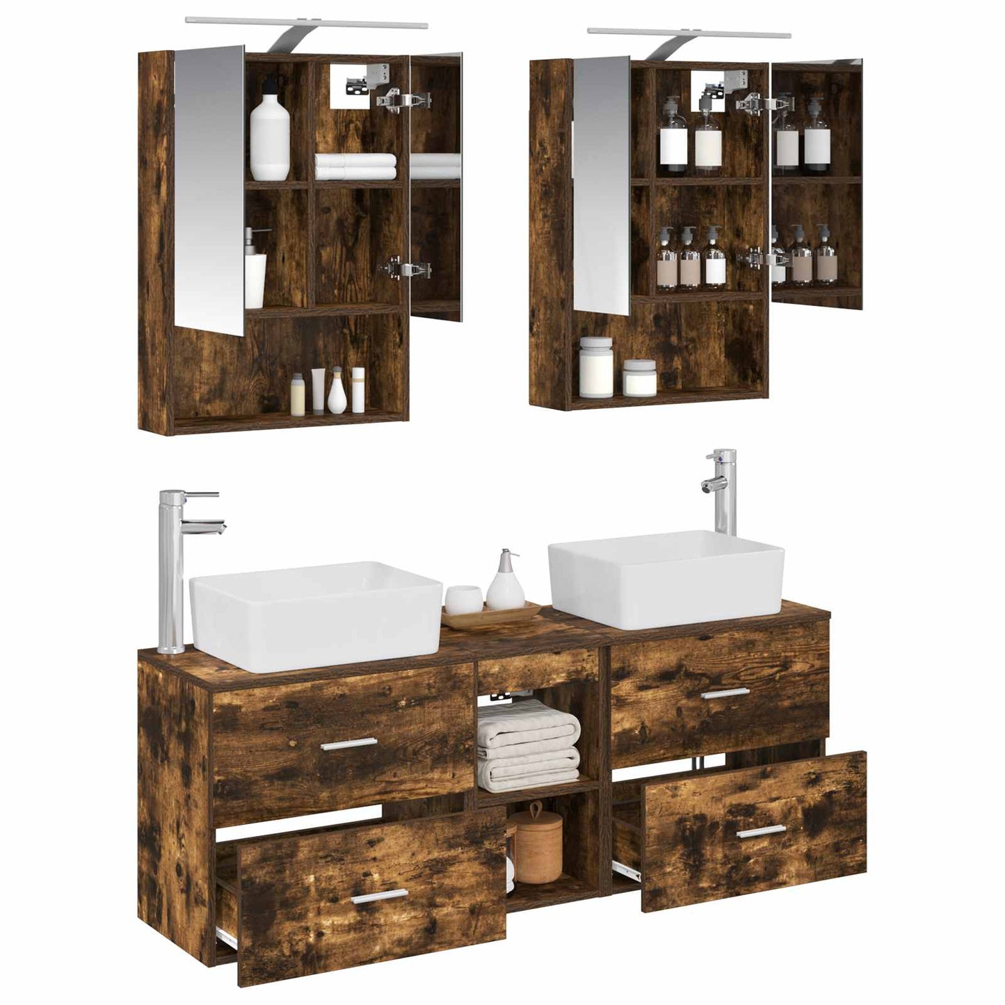 Bathroom Furniture Set 5 pcs Smoked Oak
