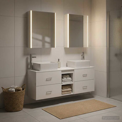 Bathroom Furniture Set 5 pcs White Engineered Wood and Glass