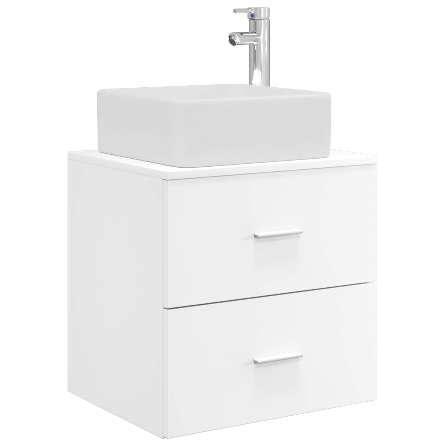 Bathroom Furniture Set 5 pcs White Engineered Wood and Glass