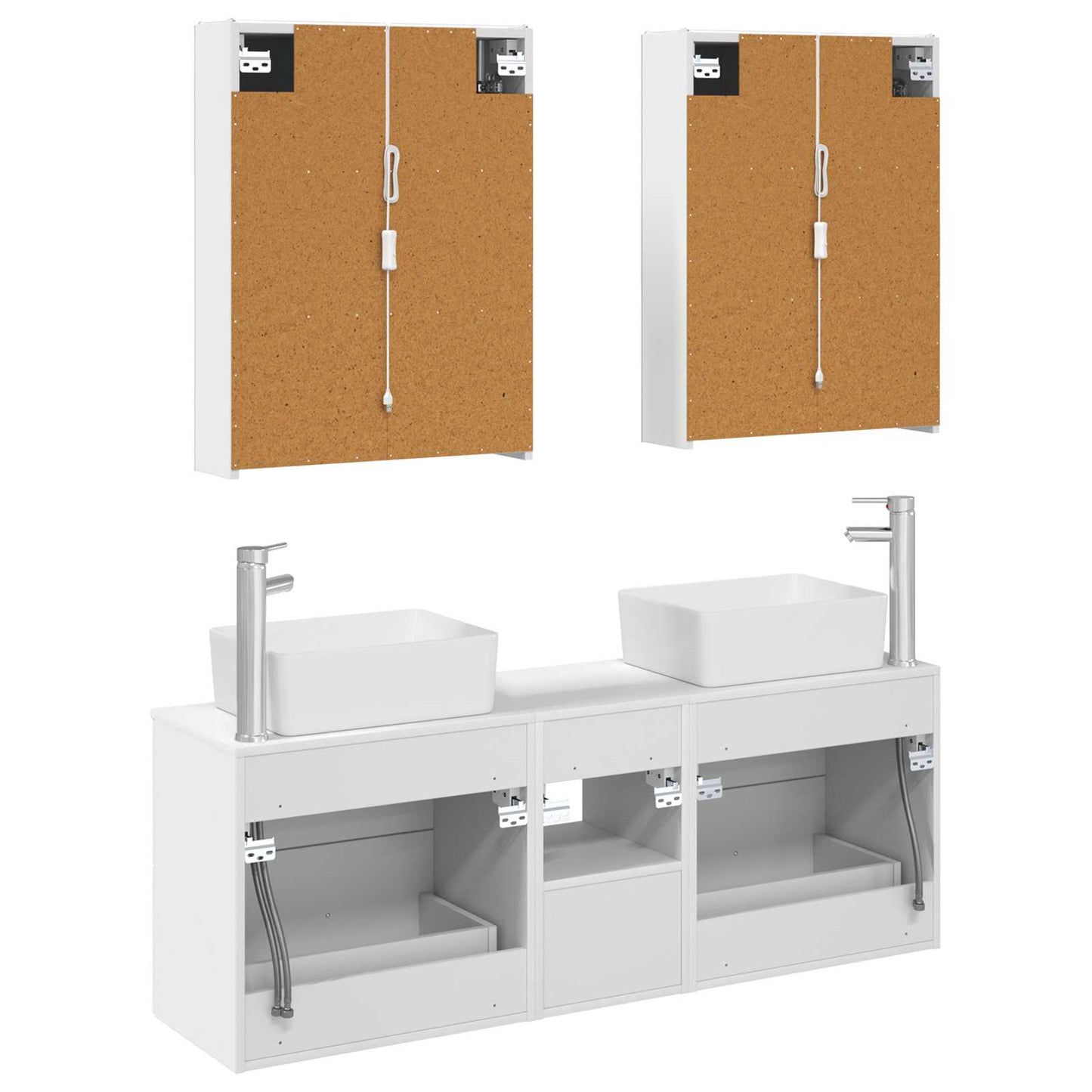 Bathroom Furniture Set 5 pcs White Engineered Wood and Glass