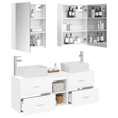 Bathroom Furniture Set 5 pcs White Engineered Wood and Glass