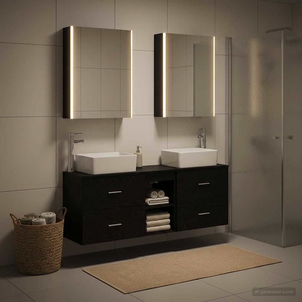 Bathroom Furniture Set 5 pcs Black Oak