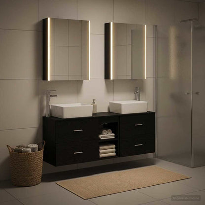 Bathroom Furniture Set 5 pcs Black Oak