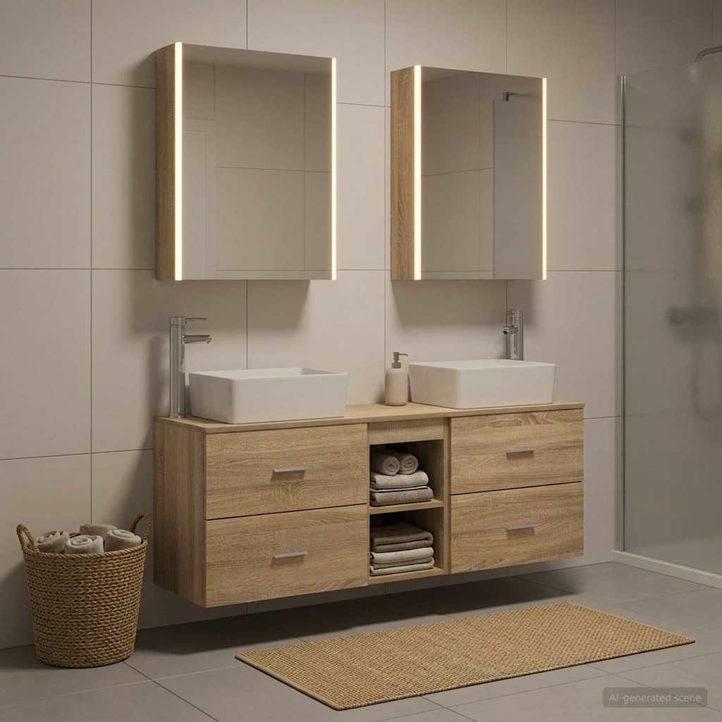 Bathroom Furniture Set 5 pcs Sonoma Oak