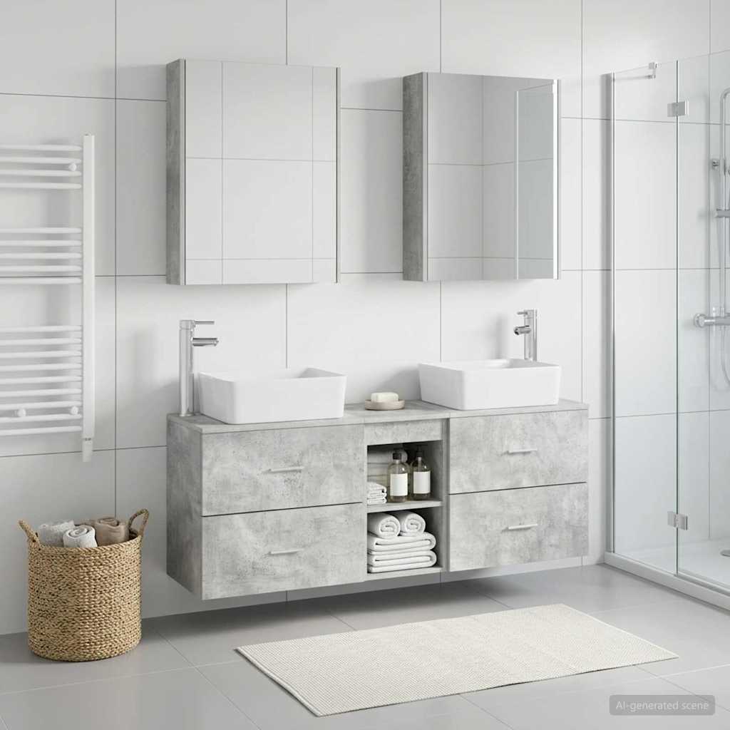 Bathroom Furniture Set 5 pcs Concrete Grey