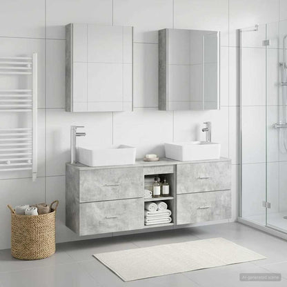 Bathroom Furniture Set 5 pcs Concrete Grey
