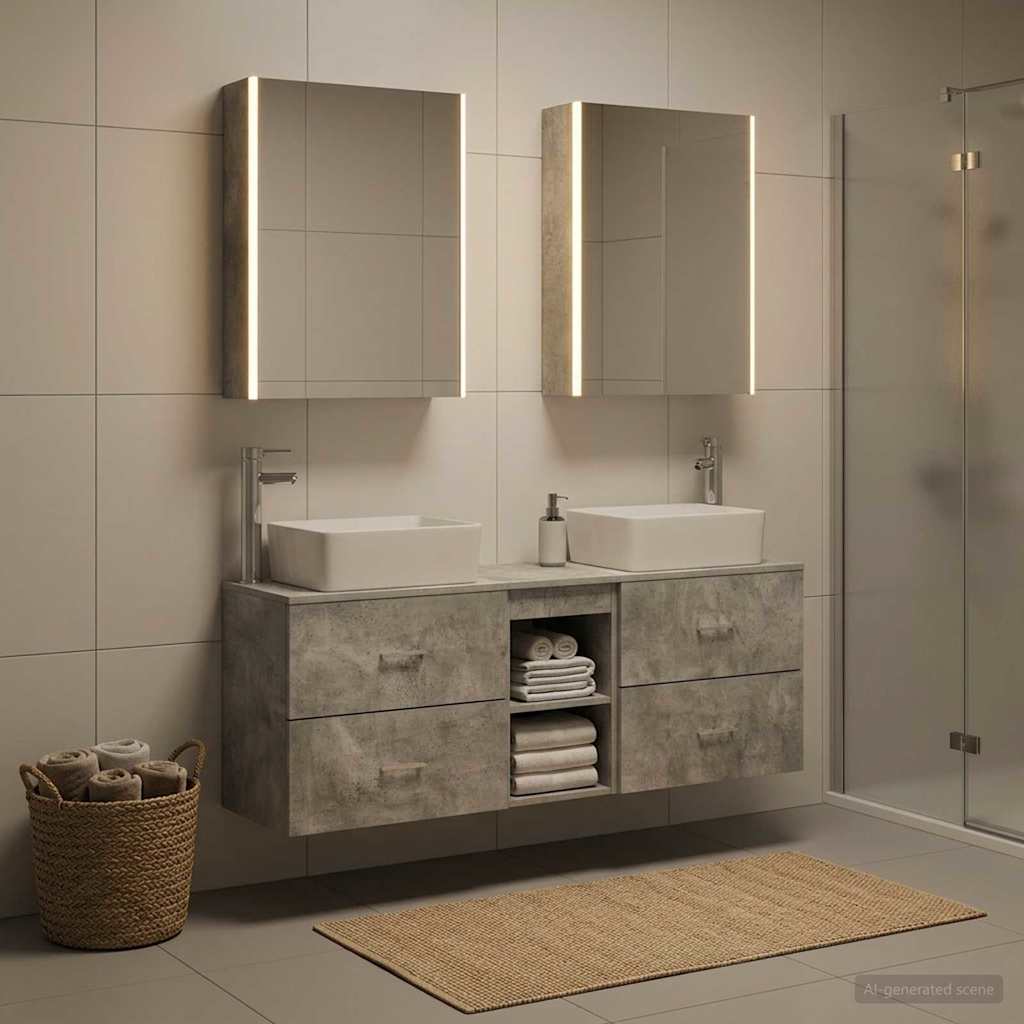 Bathroom Furniture Set 5 pcs Concrete Grey