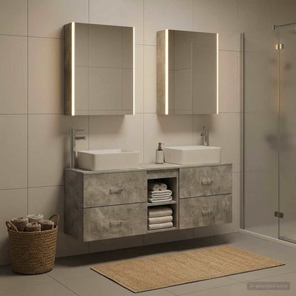 Bathroom Furniture Set 5 pcs Concrete Grey
