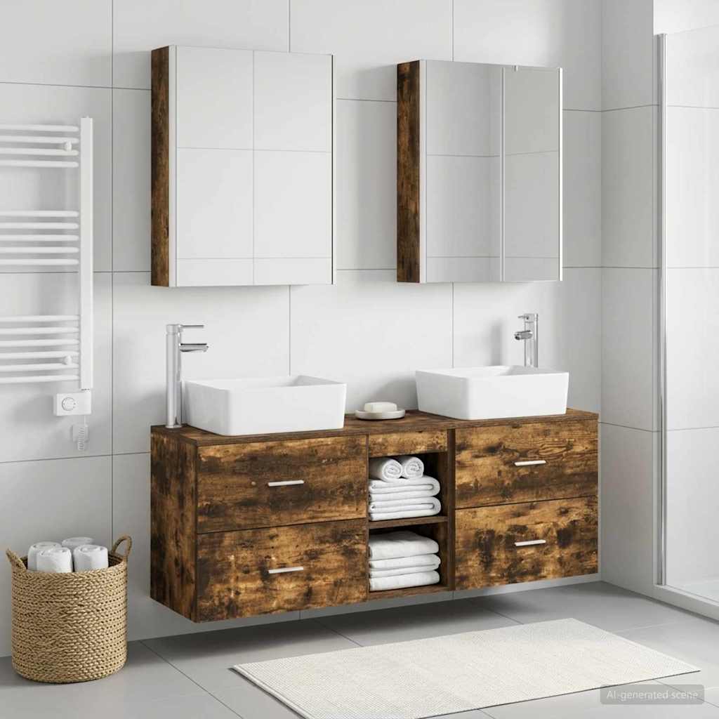 Bathroom Furniture Set 5 pcs Smoked Oak