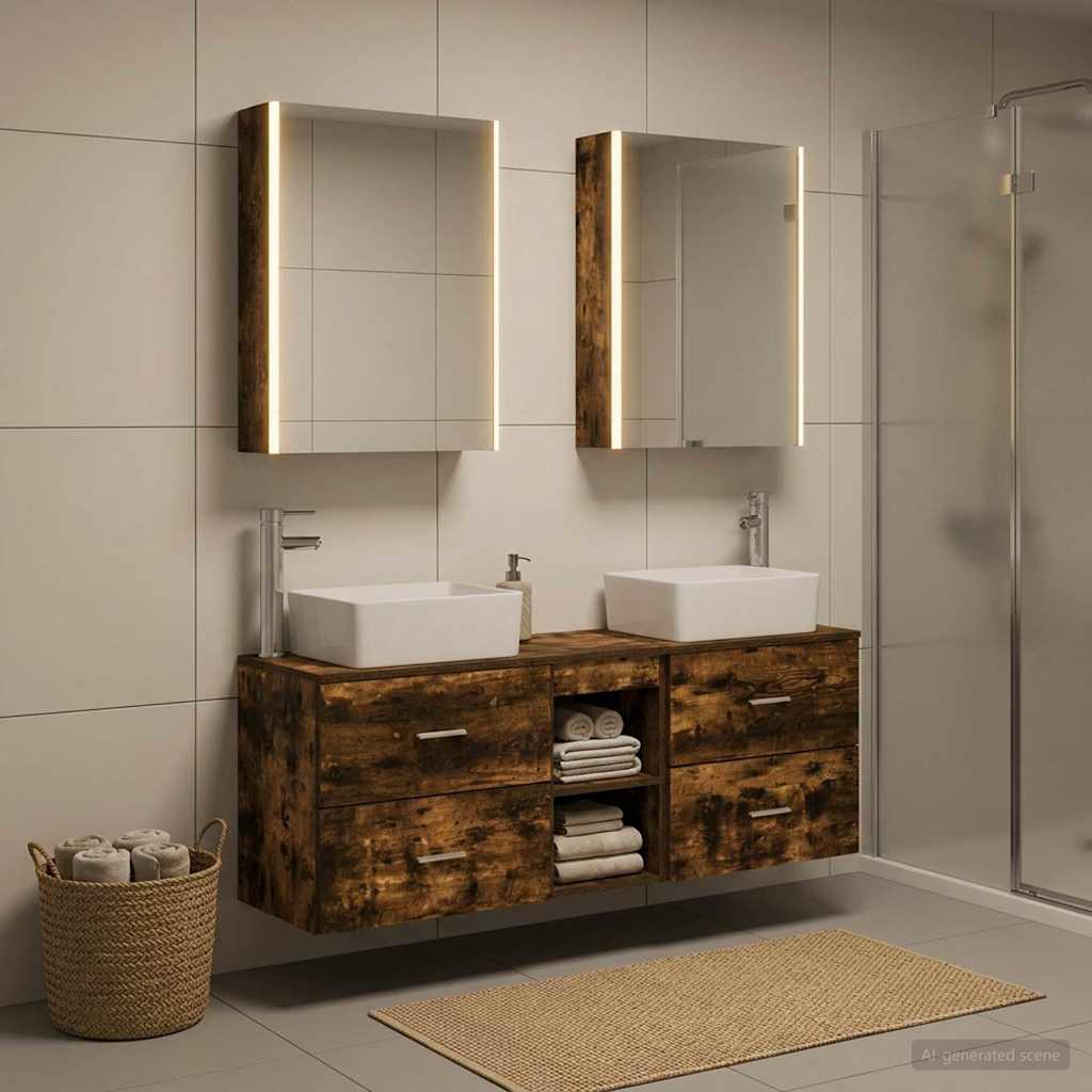 Bathroom Furniture Set 5 pcs Smoked Oak