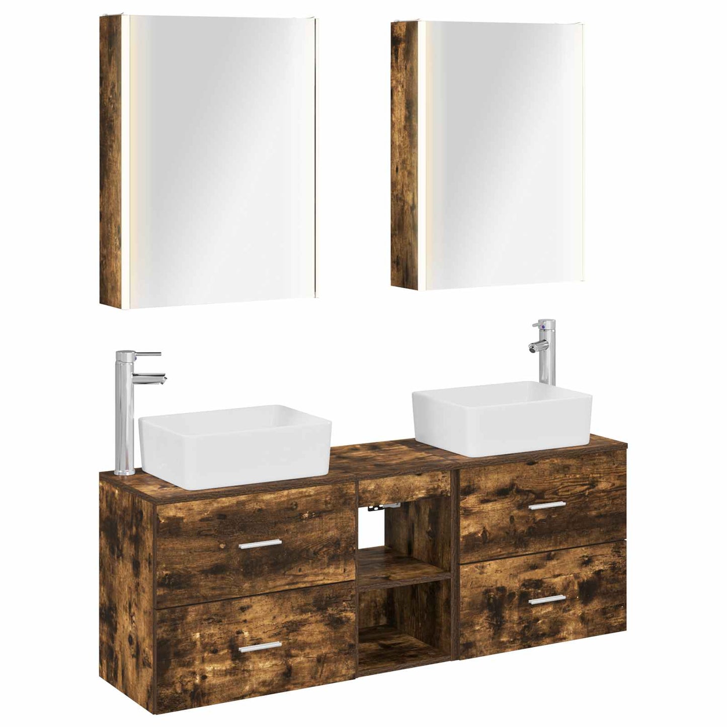 Bathroom Furniture Set 5 pcs Smoked Oak