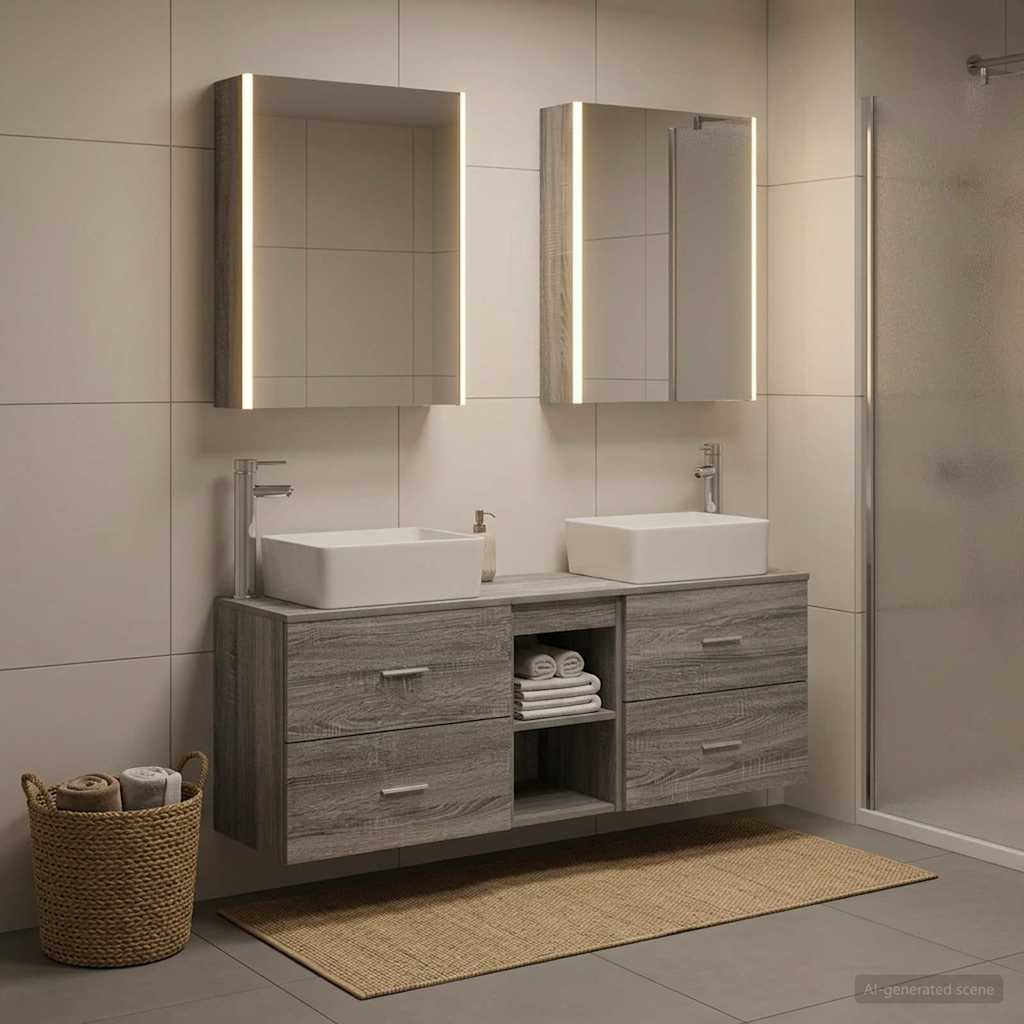 Bathroom Furniture Set 5 pcs Grey Sonoma