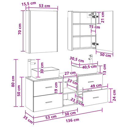 Bathroom Furniture Set 5 pcs Grey Sonoma