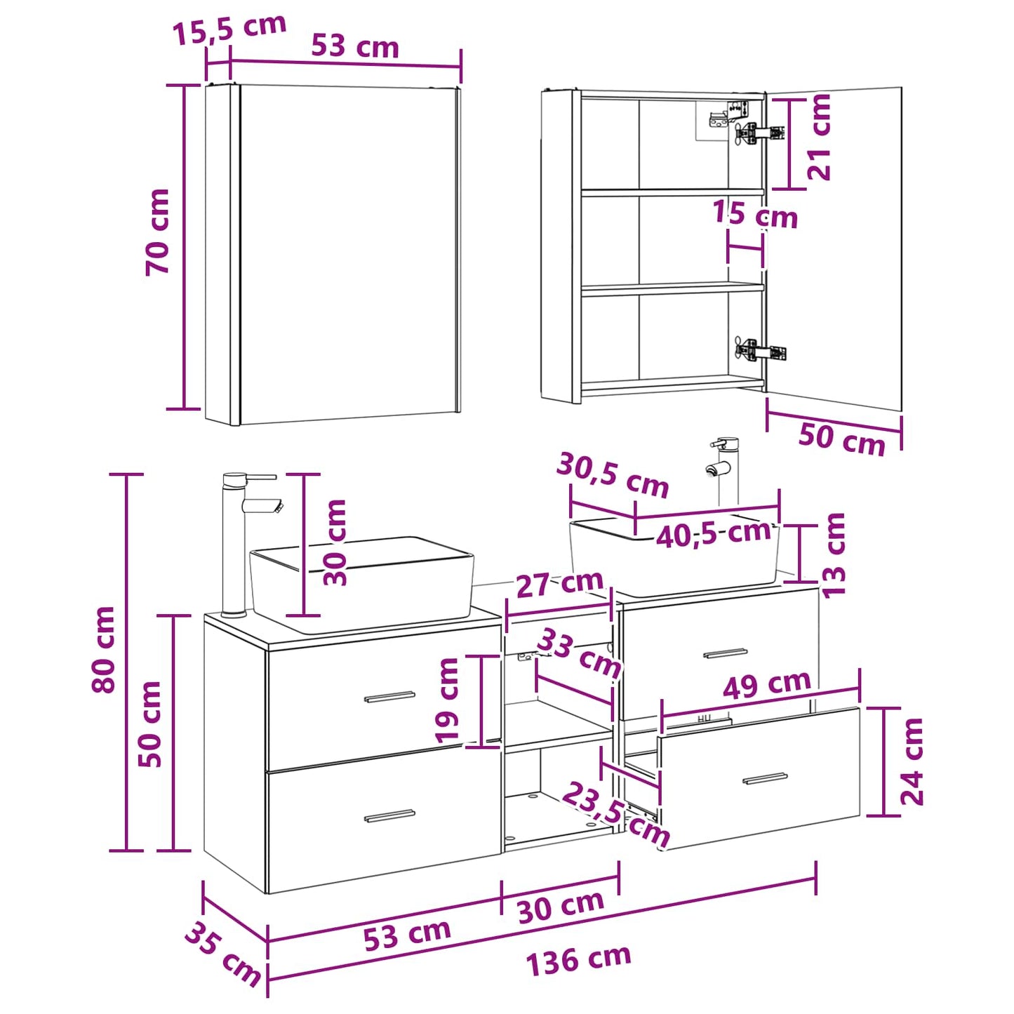 Bathroom Furniture Set 5 pcs Artisan Oak