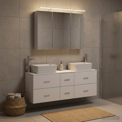 Bathroom Furniture Set 4 pcs White Engineered Wood and Glass