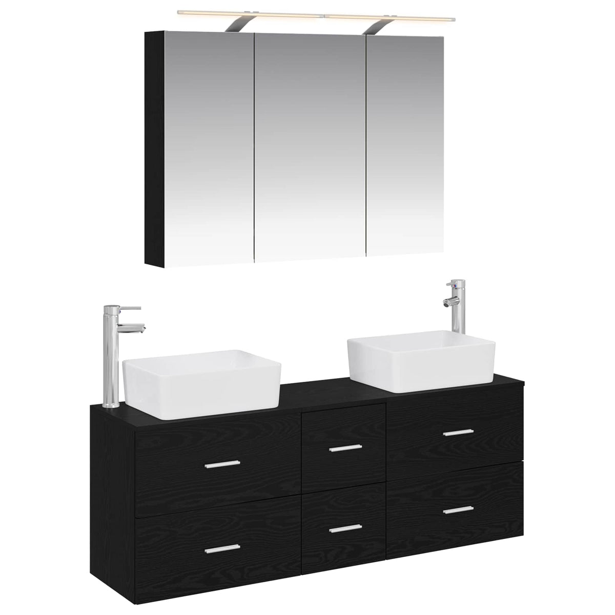 Bathroom Furniture Set 4 pcs Black Oak