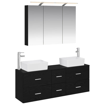 Bathroom Furniture Set 4 pcs Black Oak