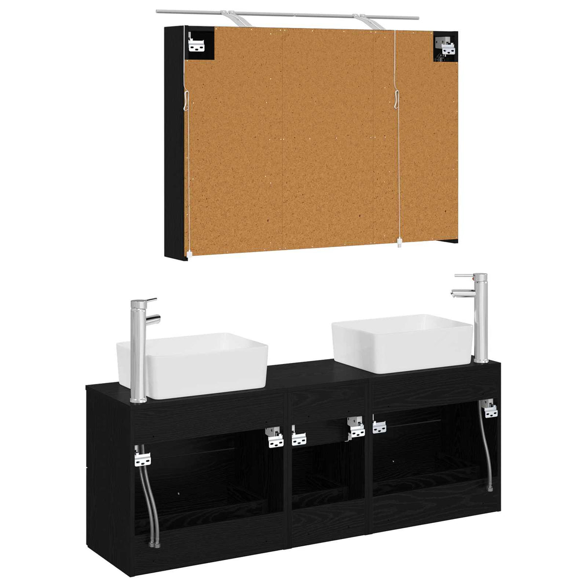 Bathroom Furniture Set 4 pcs Black Oak