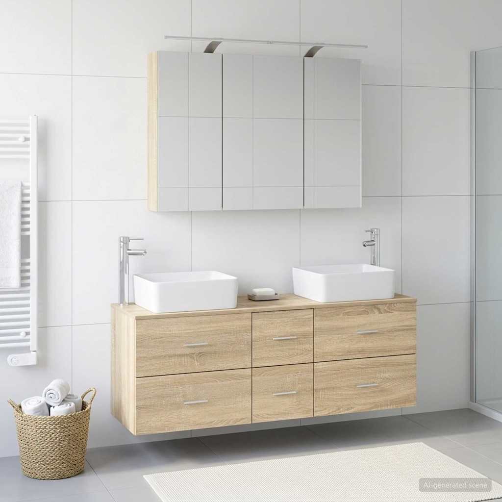 Bathroom Furniture Set 4 pcs Sonoma Oak