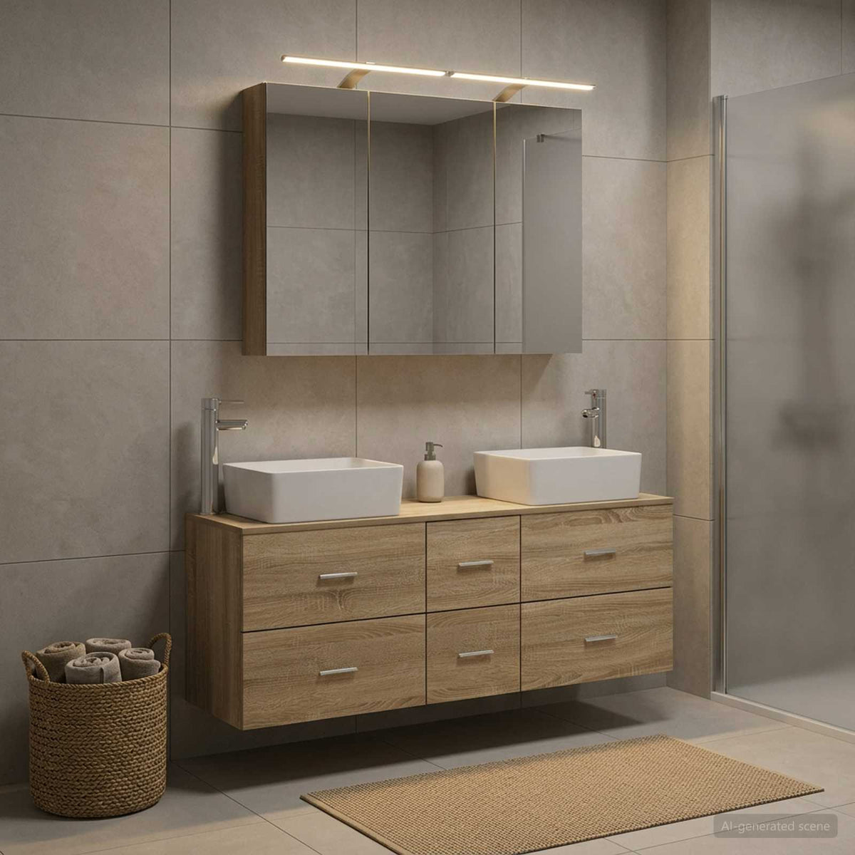 Bathroom Furniture Set 4 pcs Sonoma Oak