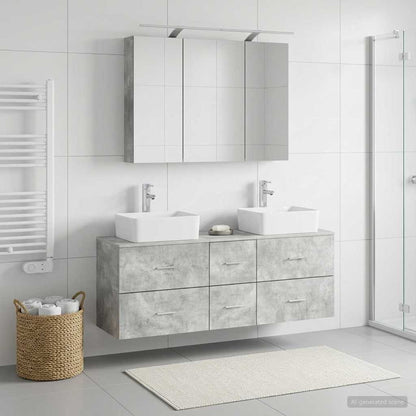 Bathroom Furniture Set 4 pcs Concrete Grey