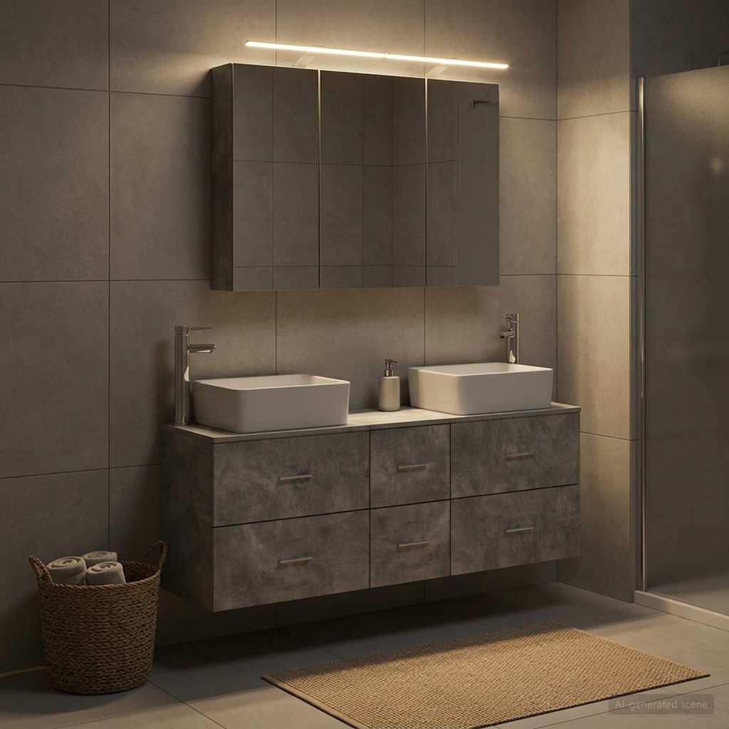 Bathroom Furniture Set 4 pcs Concrete Grey