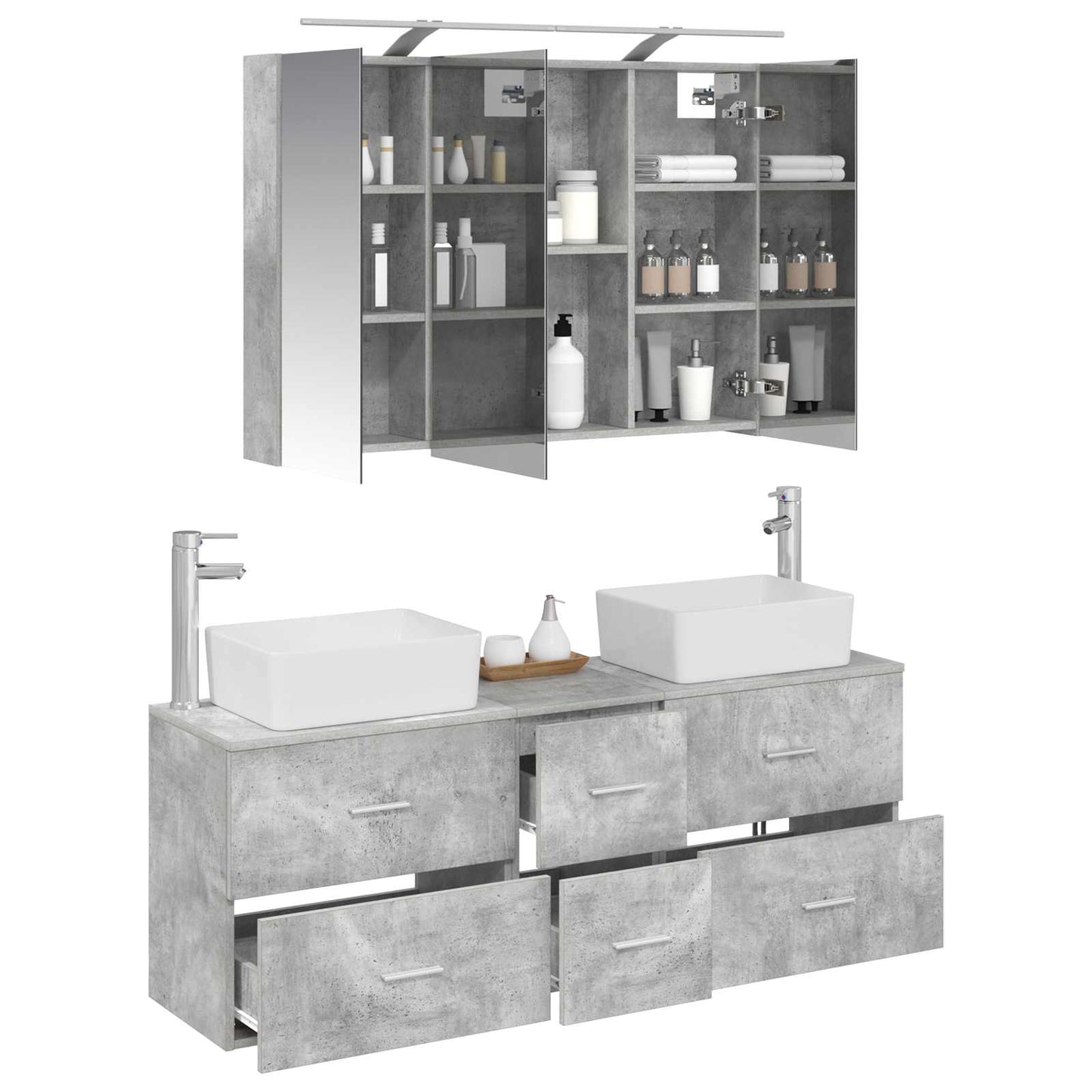 Bathroom Furniture Set 4 pcs Concrete Grey