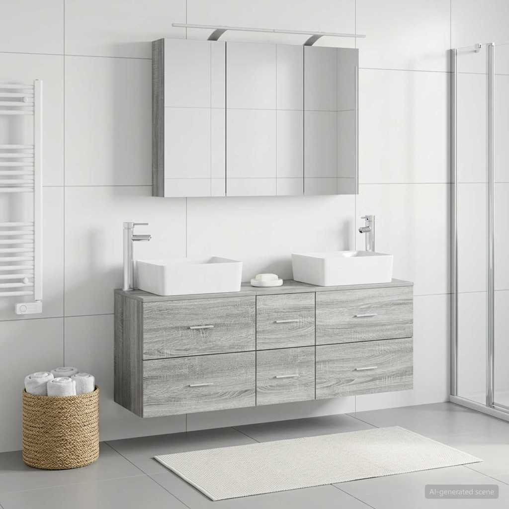 Bathroom Furniture Set 4 pcs Grey Sonoma