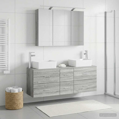 Bathroom Furniture Set 4 pcs Grey Sonoma
