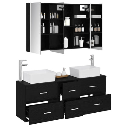 Bathroom Furniture Set 4 pcs Black Oak