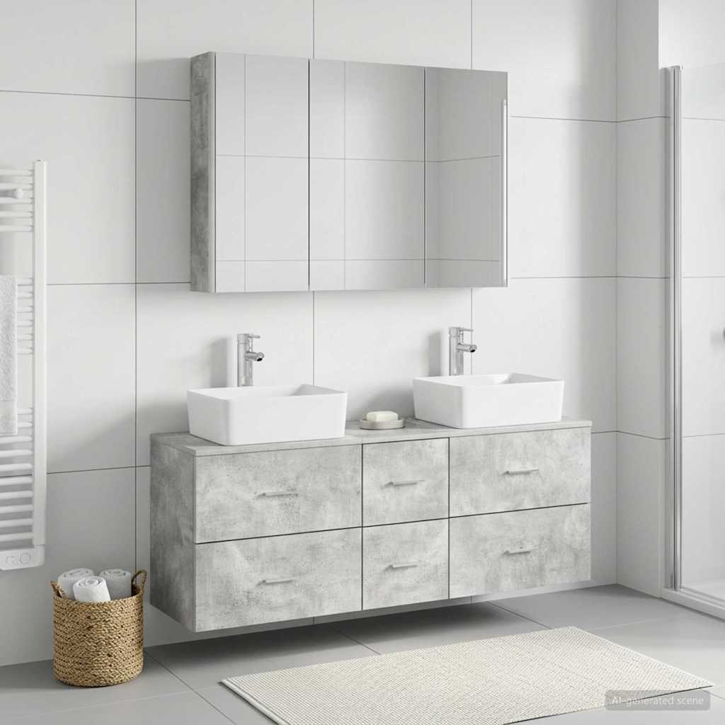 Bathroom Furniture Set 4 pcs Concrete Grey