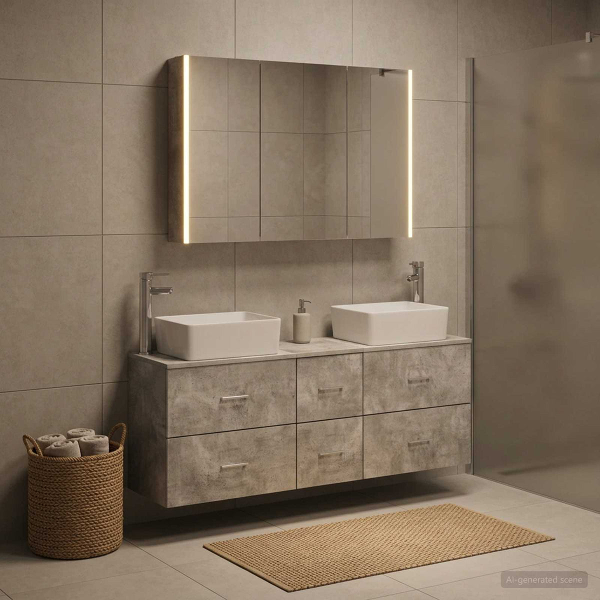Bathroom Furniture Set 4 pcs Concrete Grey